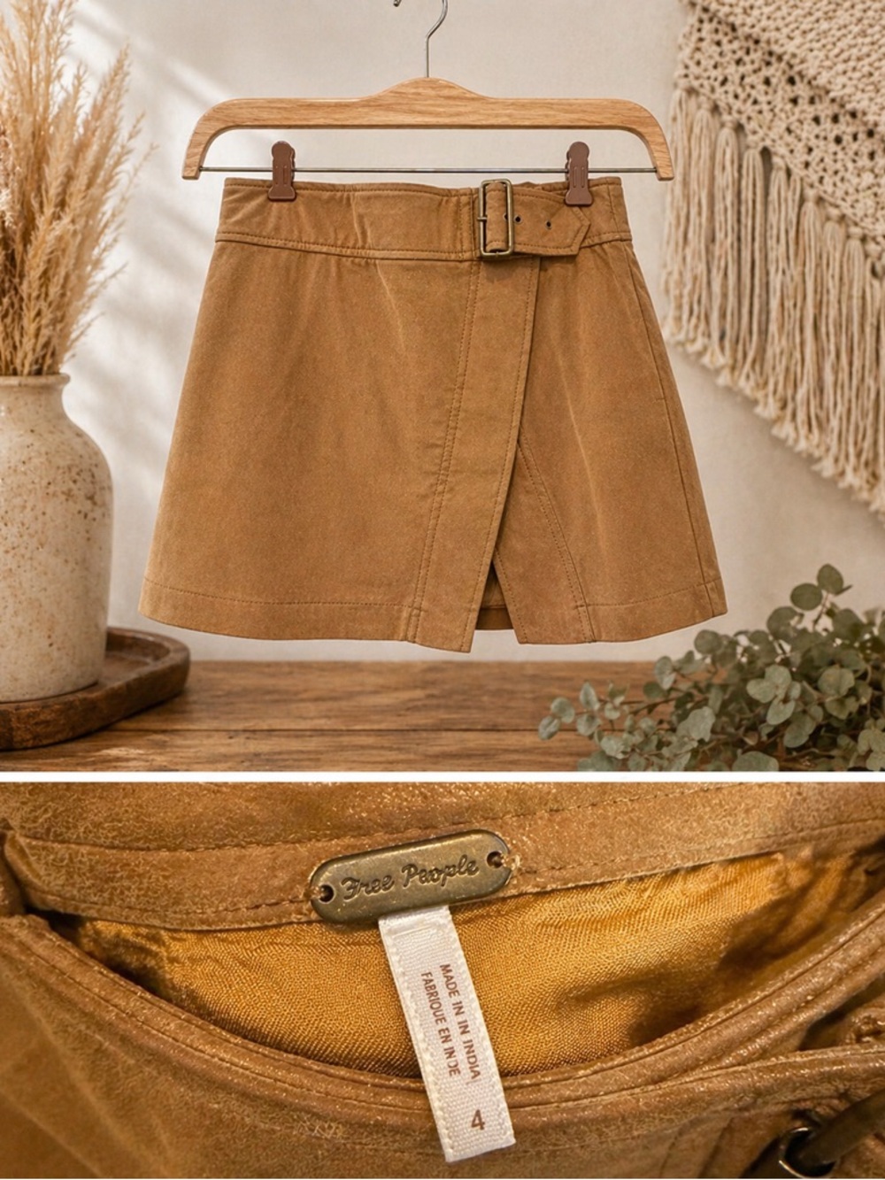 ✨ Free People Suede Wrap Mini Skirt | Size 4 | Like New